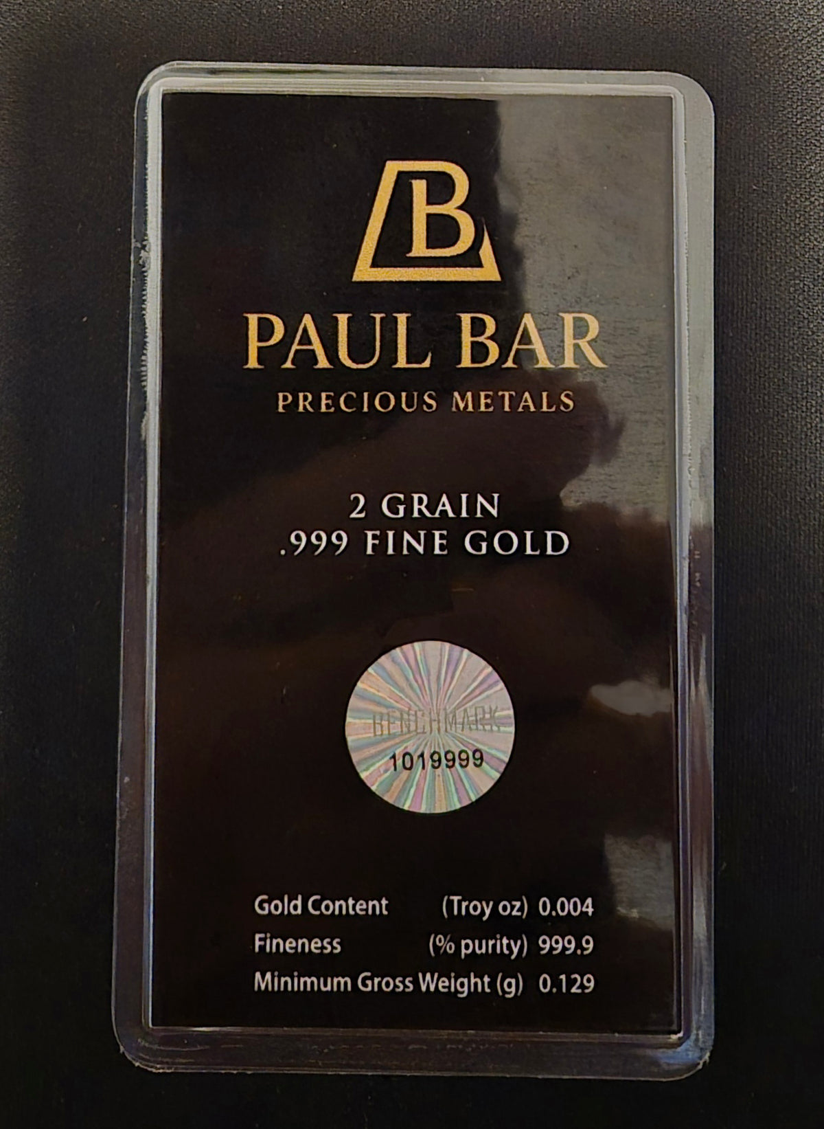 2 Grain Gold Bar in Assay image 1