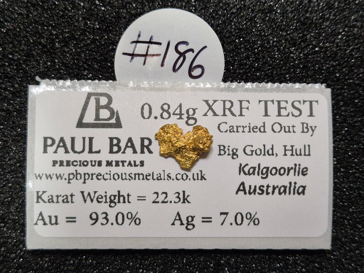 0.84g Natural Gold Nugget, Kalgoorlie, Western Australia, 22.3 Karat | XRF Authenticated - #186