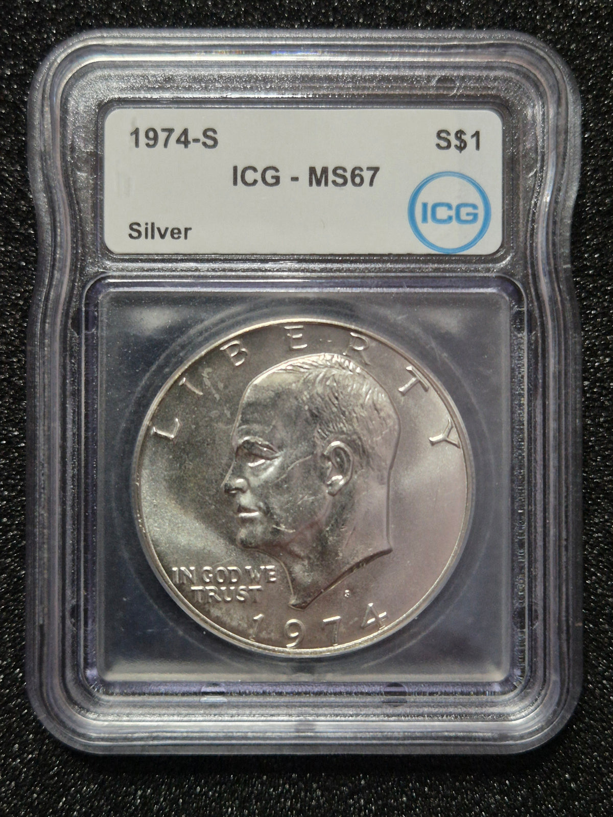 1974 S MS67 "Ike" Silver Dollar Graded By ICG