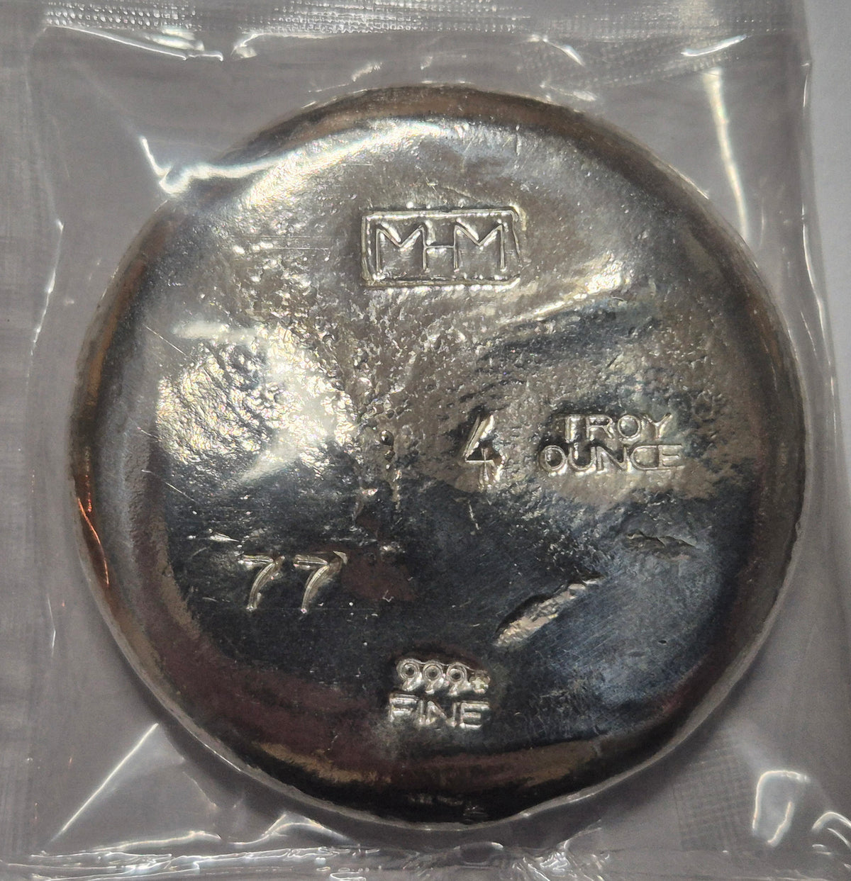 4 oz .999 Fine Silver Cannabis Leaf Round – Mile High Mint – Hand Poured – Serial #77