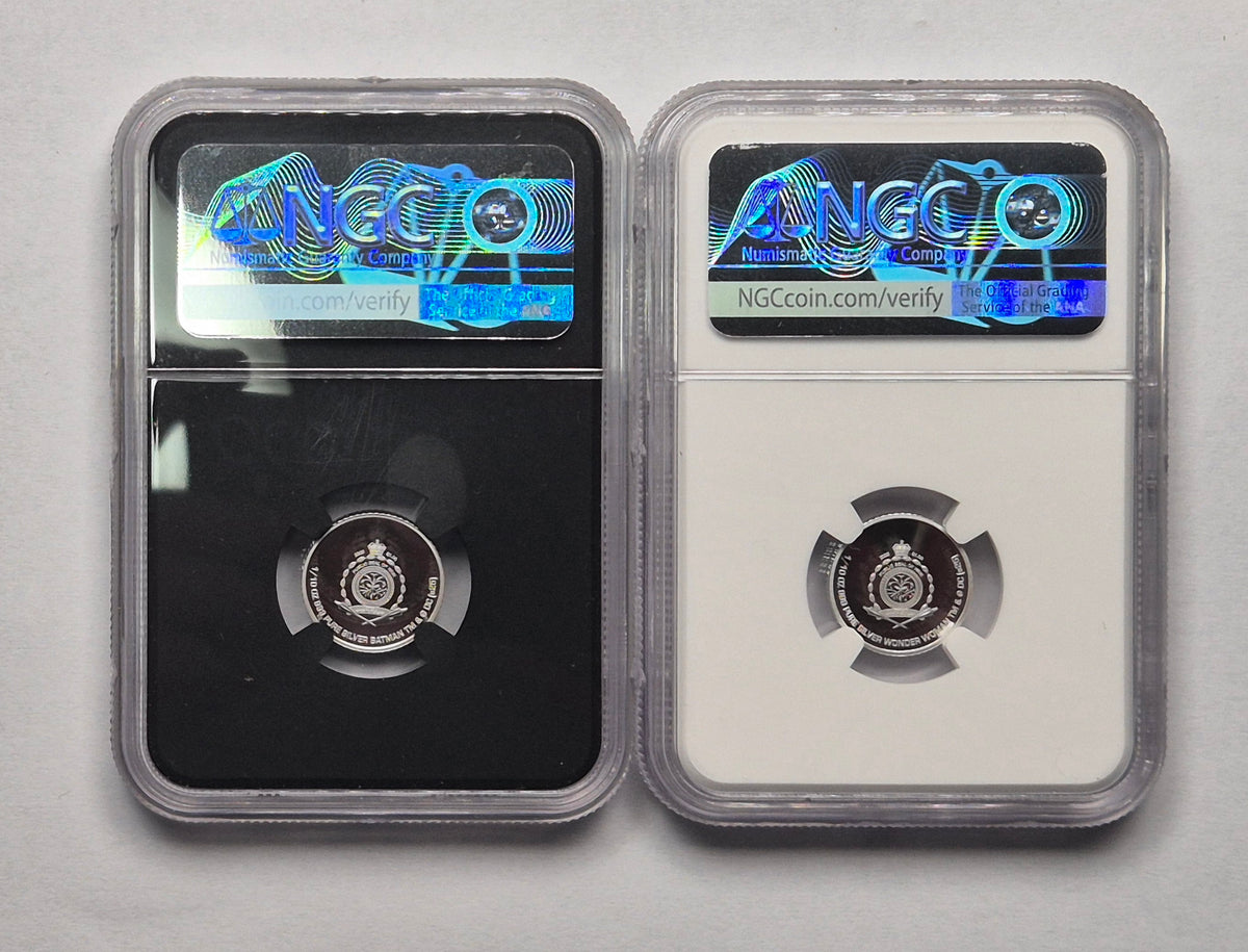 2025 DC Comics Batman 1/10oz Silver & Wonder Woman 1/10 oz Silver Logo Coins
NGC PF70 Ultra Cameo | Colorized | Silver Pair