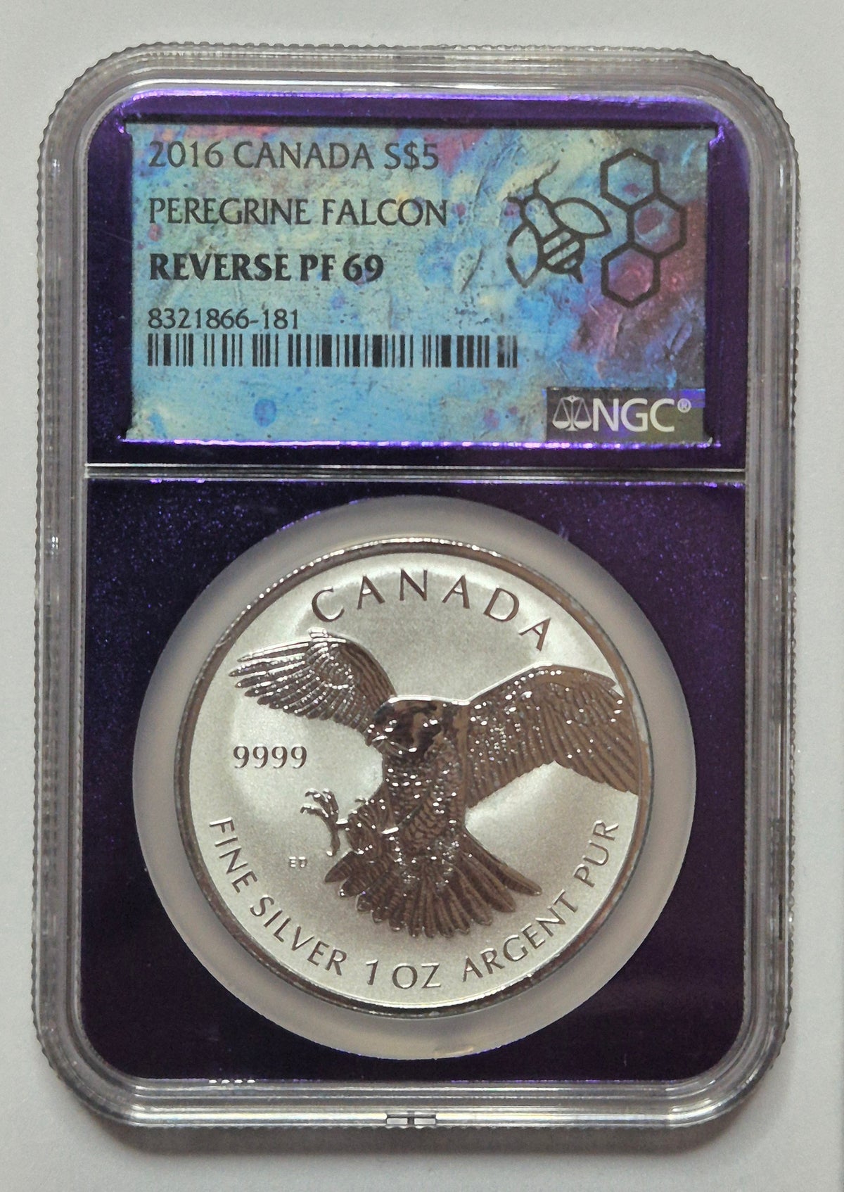 2016 Canada $5 Peregrine Falcon Reverse Proof – NGC Reverse PF69