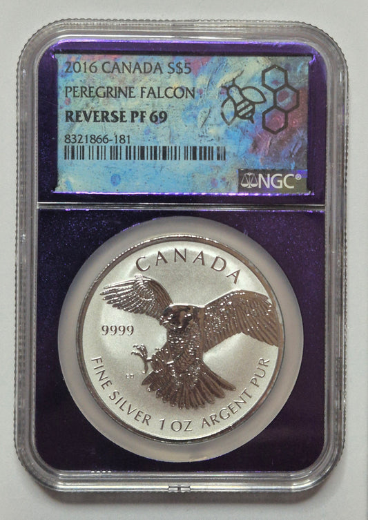 2016 Canada $5 Peregrine Falcon Reverse Proof – NGC Reverse PF69