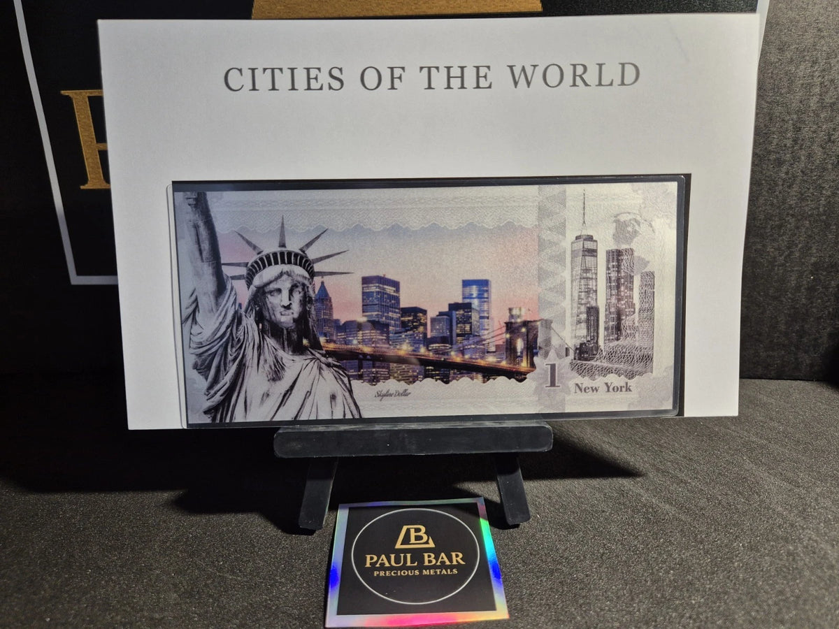 New York Skyline Dollars Foil Silver Note" issued by the Cook Islands image 0