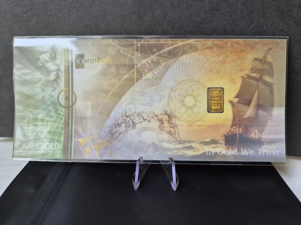 CashGold note containing 0.1 grams of 24K (999.9) Gold image 0