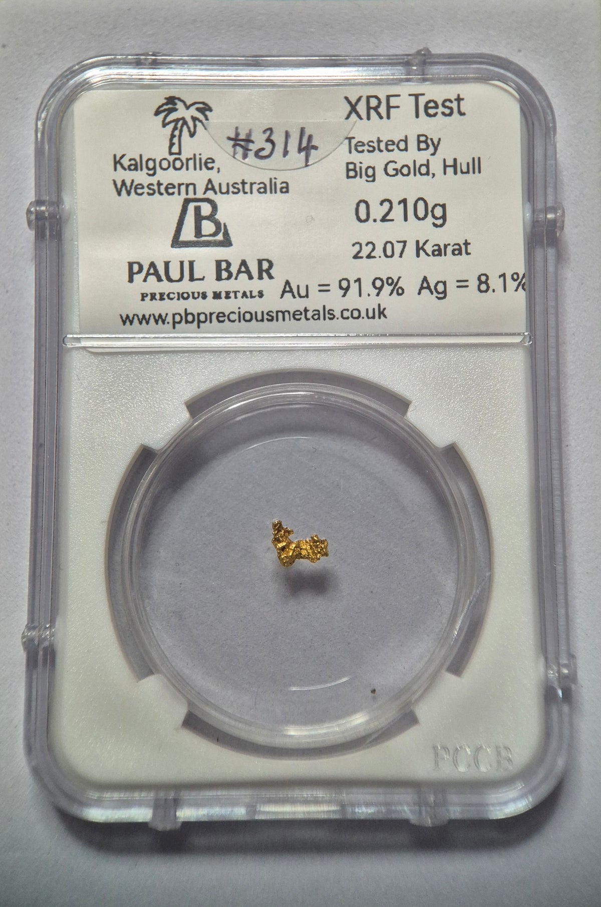 0.210g Natural Gold Nugget from Kalgoorlie, Western Australia - #314