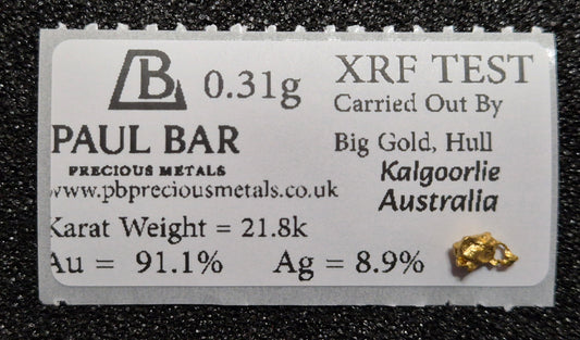 0.31g Natural Gold Nugget - Kalgoorlie, Western Australia - 21.8 Karat - #177