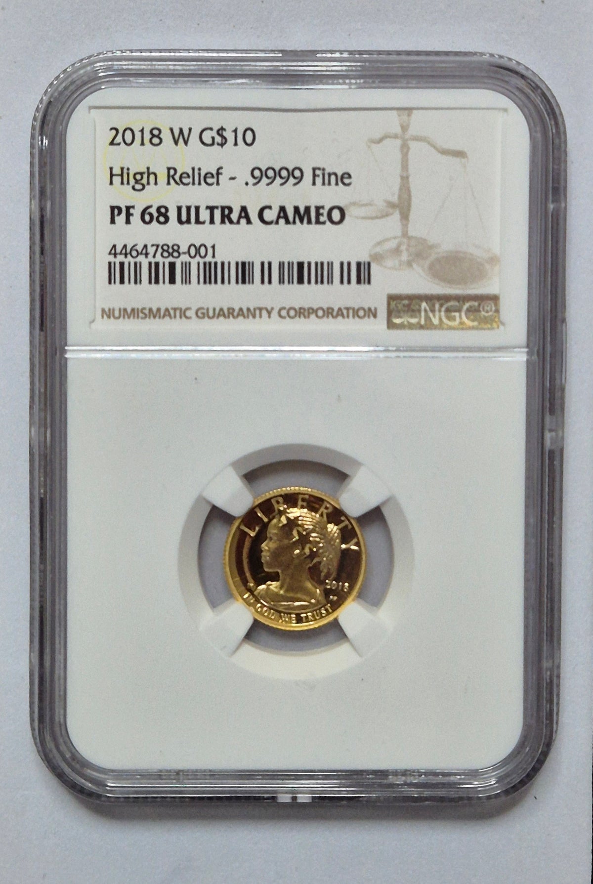 2018-W American Liberty High Relief Gold Coin – $10 NGC PF68 Ultra Cameo | 1/10 oz .9999 Fine Gold | West Point Mint