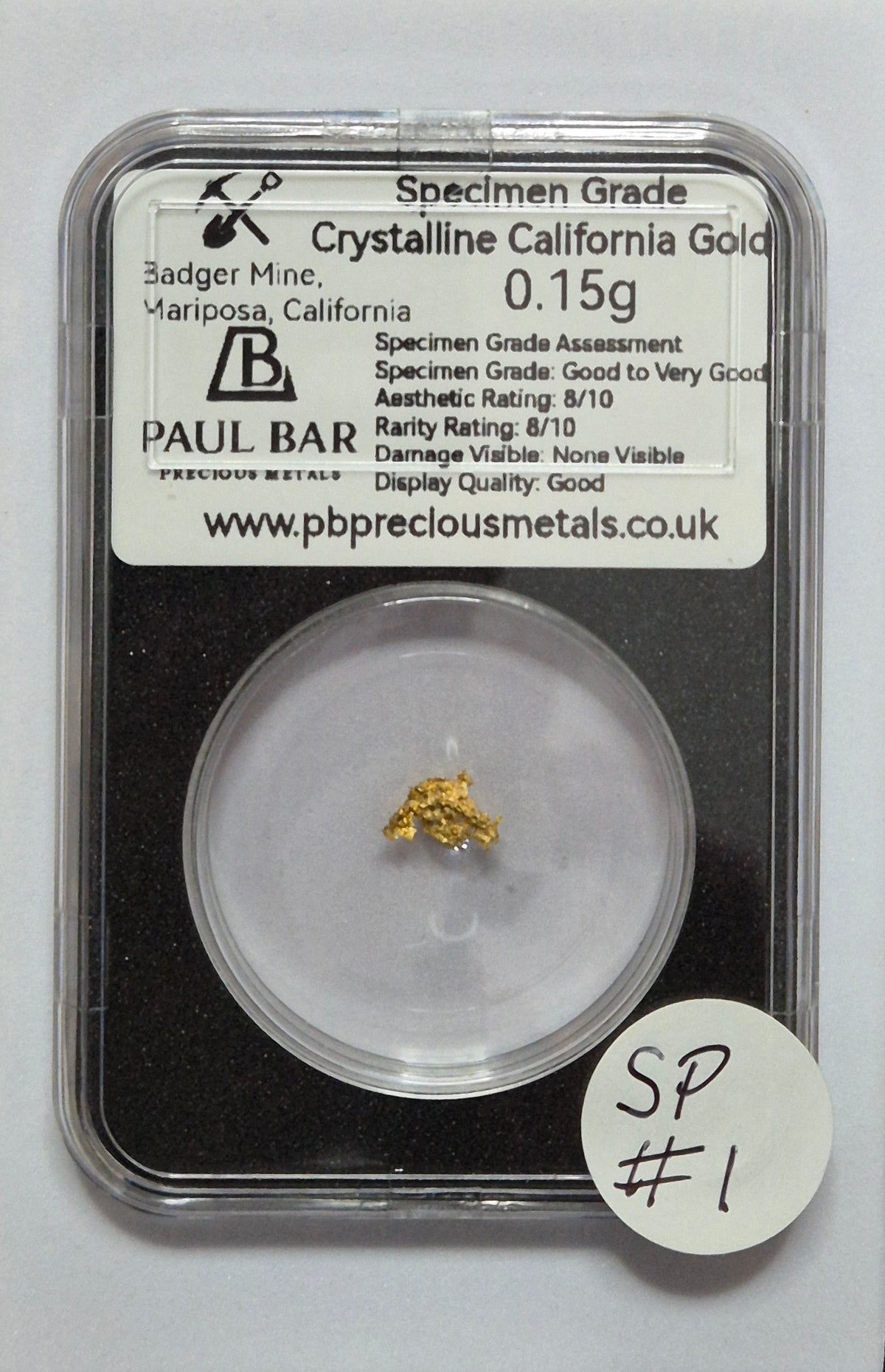 Specimen Grade Crystalline California Gold 0.15g SP #1