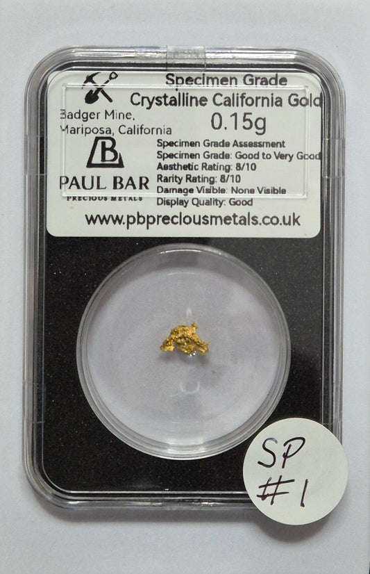 Specimen Grade Crystalline California Gold 0.15g SP #1