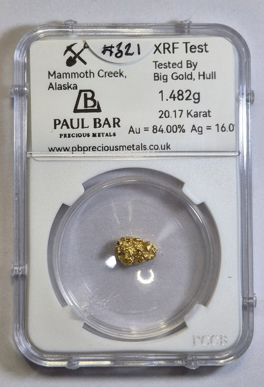 1.482g Natural Gold Nugget from Mammoth Creek, Alaska - #321