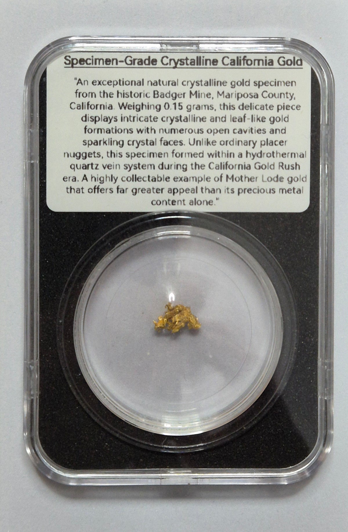 Specimen Grade Crystalline California Gold 0.15g SP #1