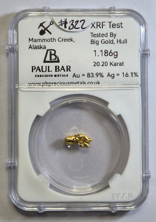 1.186g Natural Gold Nugget from Mammoth Creek, Alaska - #322