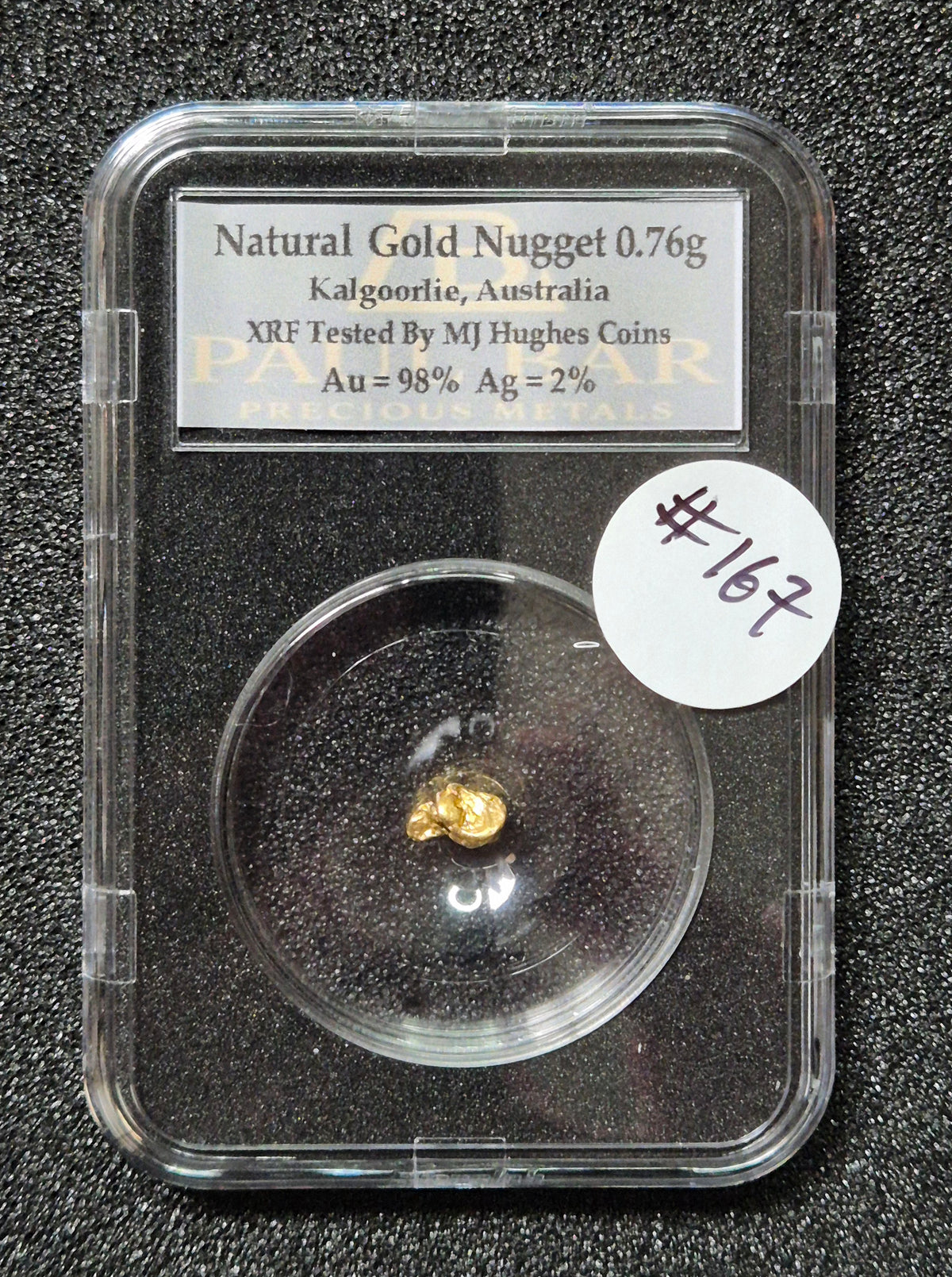 0.76g Natural Gold Nugget - Kalgoorlie, Western Australia 98% Pure Gold - #167