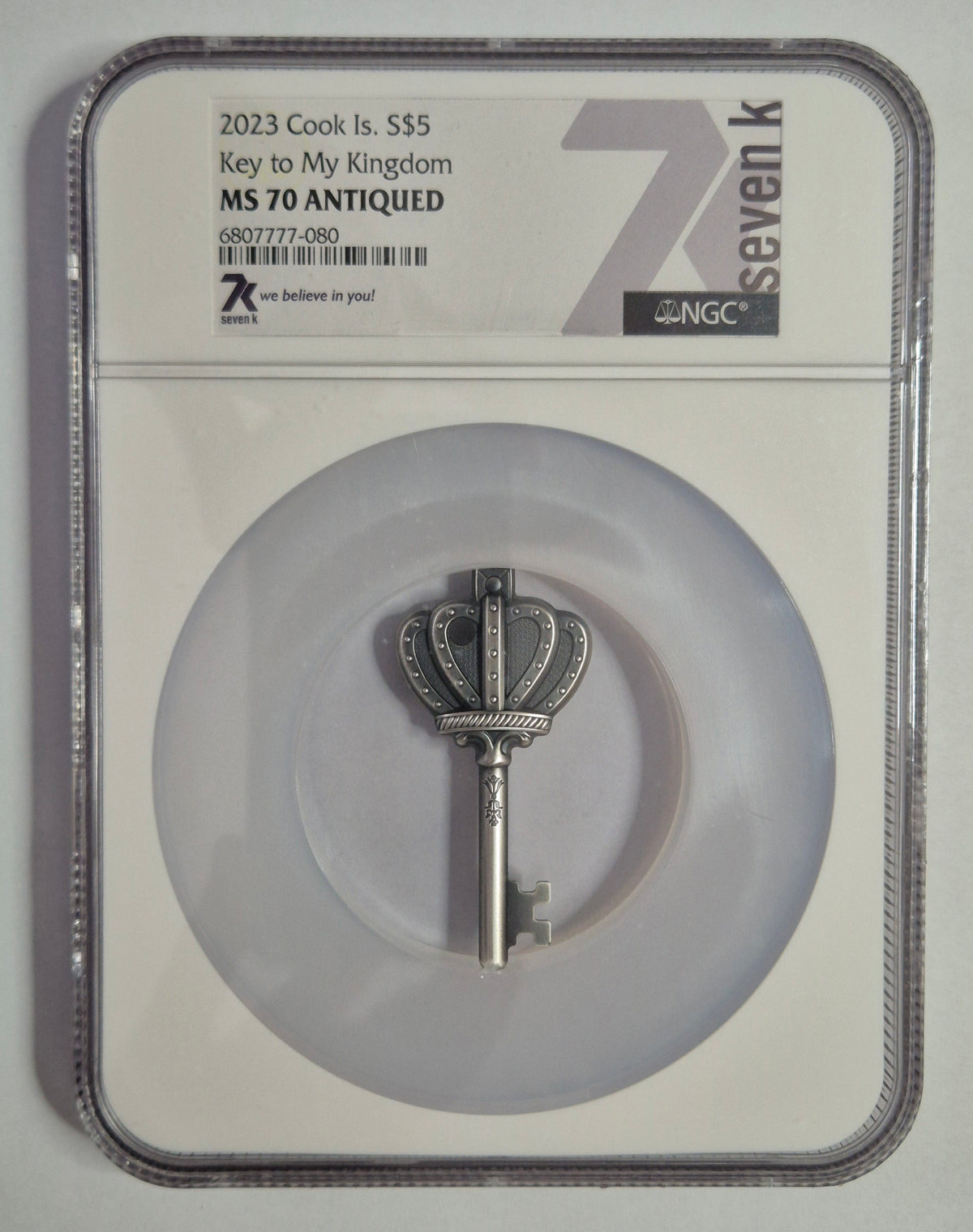 2023 MS70 1oz .999 Silver "Key To My Kingdom" Coin - Cook Islands.