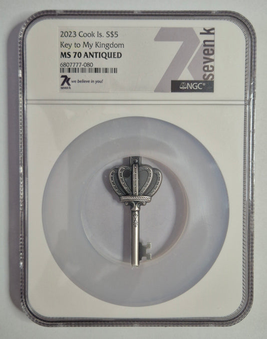 2023 MS70 1oz .999 Silver "Key To My Kingdom" Coin - Cook Islands.
