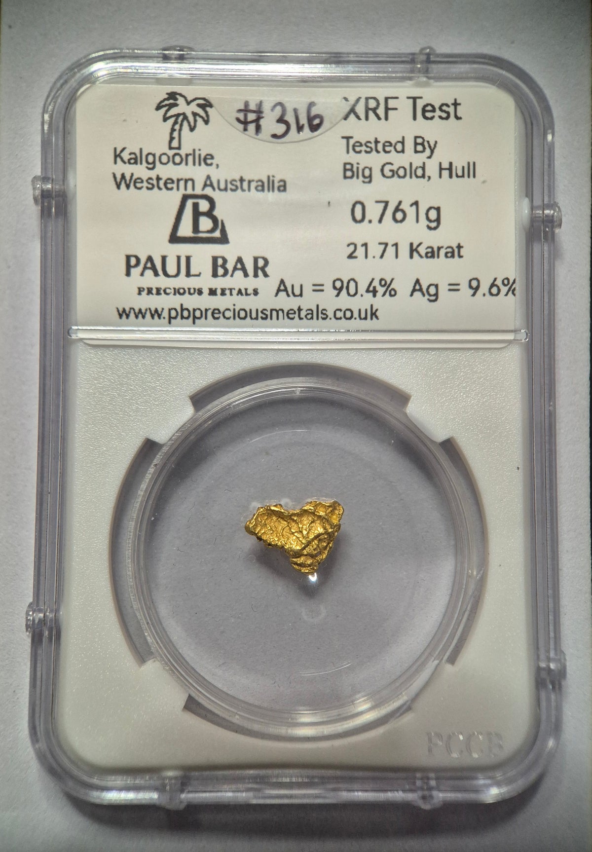 0.761g Natural Gold Nugget from Kalgoorlie, Western Australia - #316